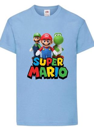 Футболка супер марио (super mario) голубая (smar sbl-3)