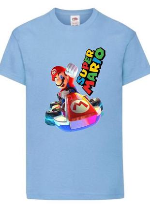 Футболка супер марио (super mario) голубая (smar sbl-02)