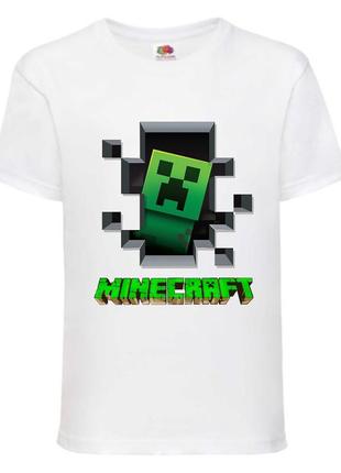 Футболка детская майнкрафт minecraft (mc-04) белая