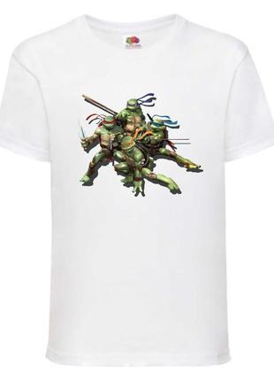 Футболка детская черепашки ниндзя (mutant ninja turtles07) белая, размер 98-104-116-128-140-152-164 см
