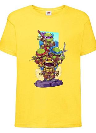 Футболка детская черепашки ниндзя (mutant ninja turtles013) желтая, размер 98-104-116-128-140-152-164 см