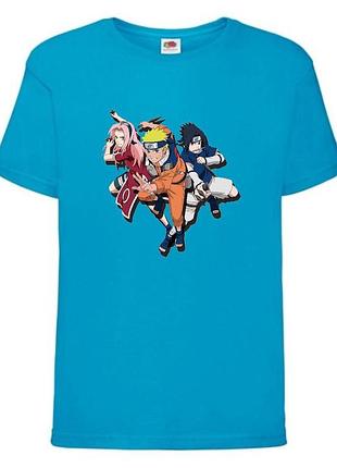 Футболка наруто (naruto - 0049) голубая 104-116-128-140-152-164 размер