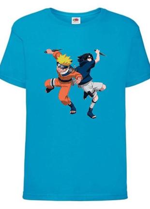 Футболка наруто (naruto - 0052) голубая 104-116-128-140-152-164 размер