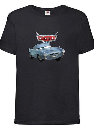 Футболка детская тачки (cars-011) черная, размер 98-104-116-128-140-152-164 см