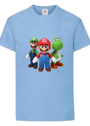 Футболка супер марио (super mario) голубая (smar sbl-2)