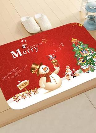 Декор на новий рік, коврик під двері санта клаус, чудова прикраса на новий рік, розмір 40*60 см