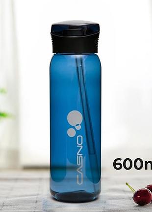 Пляшка для води casno 600 мл kxn-1211 синя з соломинкою