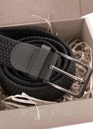 Ремень эластичный резинка плетеный тканевый alon серый