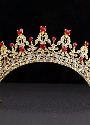 Весельная диадема, корона, тиара на голову для невесты позолота 47128с