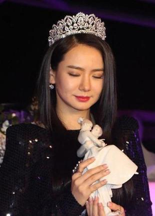 Свадебная диадема, корона, тиара на голову для невесты посеребрение 47139с-б