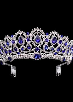 Свадебная диадема, корона, тиара на голову для невесты посеребрение 47139с-б
