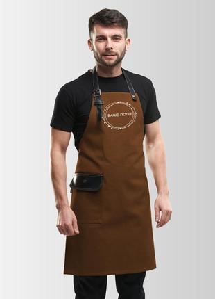 Фартух jackson canvas коричневий з вашим логотипом | фартух з вишивкою логотипу