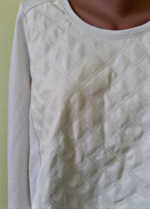 Брендовый мужской свитшот реглан кофта с кожаной вставкой белого цвета от esmara2 фото