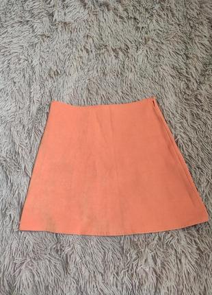 Юбка юбочка спідниця оранжева оранжевая короткая коротка мини міні замшевая земшева стильная модная красивая