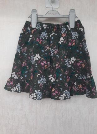 Пляжная юбка с воланом в цветочный принт2 фото