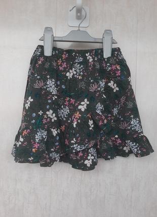Пляжная юбка с воланом в цветочный принт1 фото