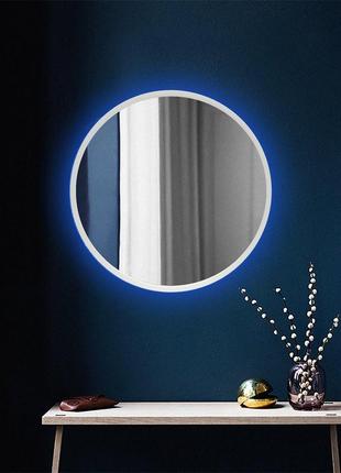 Круглое зеркало в белом цвете с подсветкой led, 1000 мм