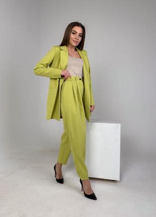 Брючный костюм женский костюм с пиджаком лимонный костюм