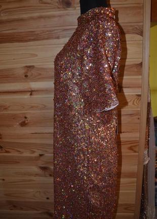 Шикарное платье h&m! паетки золото металлик, сверкающее, золотистое!6 фото