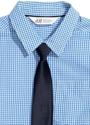 Нарядная голубая рубашка в клетку с галстуком для мальчика, р. 134, h&m2 фото