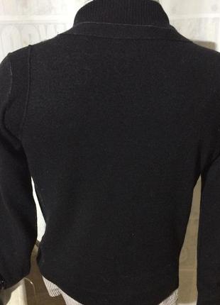 Шерстяной чёрный пуловер под рубашку3 фото