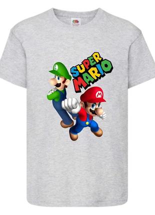Футболка супер марио (super mario) серая (smar gr-5)
