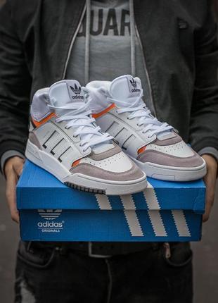 Мужские кроссовки adidas dropstep mid white grey orange