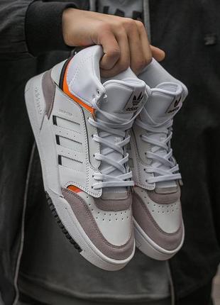 Мужские кроссовки adidas dropstep mid white grey orange2 фото