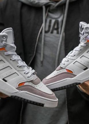 Мужские кроссовки adidas dropstep mid white grey orange3 фото