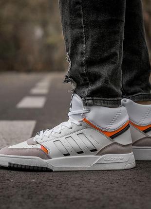 Мужские кроссовки adidas dropstep mid white grey orange5 фото