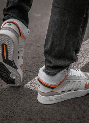 Мужские кроссовки adidas dropstep mid white grey orange6 фото