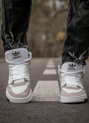 Мужские кроссовки adidas dropstep mid white grey orange4 фото