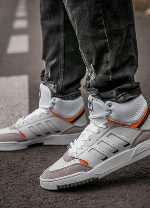 Мужские кроссовки adidas dropstep mid white grey orange7 фото