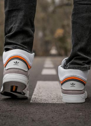 Мужские кроссовки adidas dropstep mid white grey orange8 фото