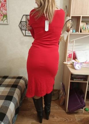 Красное платье с имитацией запаха2 фото