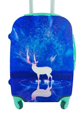 Чехол для чемодана плотный дайвинг с рисунком северный олень яркий м средний