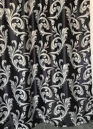 Двосторонні готові штори на тасьмі блекаут софт 150х270 ( 2шт ) з тюлем 400х270. колір чорний2 фото