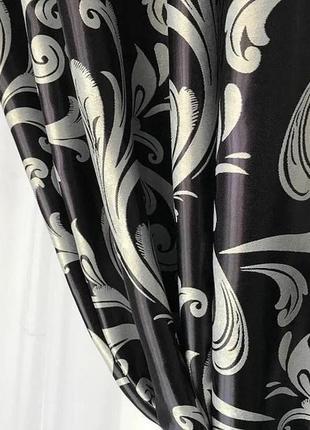 Двосторонні готові штори на тасьмі блекаут софт 150х270 ( 2шт ) з тюлем 400х270. колір чорний3 фото