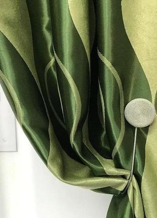 Двусторонние готовые шторы на тесьме блэкаут софт 150х270 ( 2шт ) с тюлем 400х270. цвет зеленый