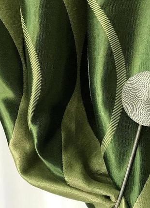 Двусторонние готовые шторы на тесьме блэкаут софт 150х270 ( 2шт ) с тюлем 400х270. цвет зеленый