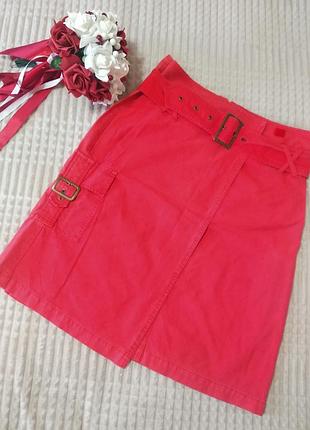 Котоновая юбка с запахом , с поясом, olivia