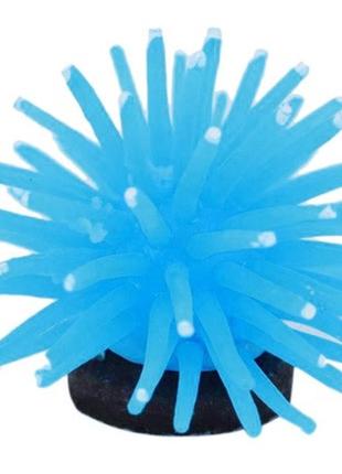 Декор для аквариума "искусственный еж" голубой - диаметр 4,5см, силикон