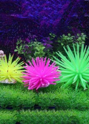 Декор для аквариума "искусственный еж" голубой - диаметр 4,5см, силикон3 фото