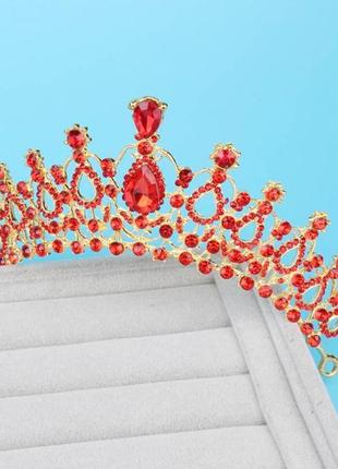 Весельная диадема, корона, тиара на голову для невесты позолота 4790с-б7 фото