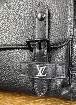 Рюкзак мужской кожаный черный большой брендовый в стиле луи витон louis vuitton2 фото