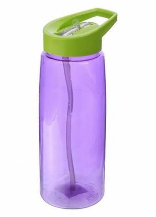 Спортивна пляшка 800 мл 23 см (фітнес-пляшка) пластикова з трубочкою фіолетова1 фото