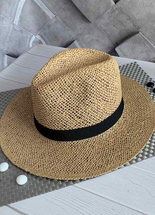 Жіноча літнє капелюх федора ткана кава з молоком2 фото