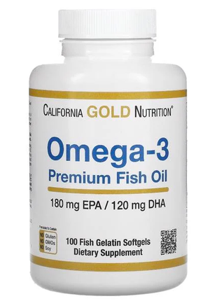 Омега-3, рыбий жир премиального качества, 100 капсул