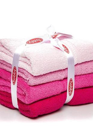 Набір якісних рушників 4 штуки rainbow pembe  50*90 синий