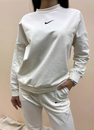 Білий спортивний костюм nike жіночий демісезонний штани і світшот, костюм двійка однотонний